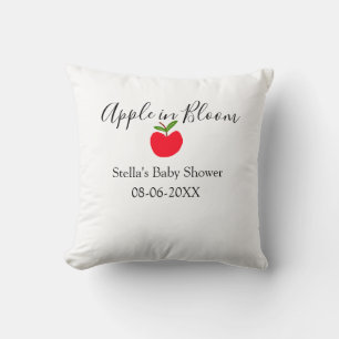 Apple in bloom baby shower red apple name date cushion