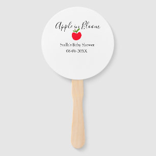 Apple in bloom baby shower red apple name date hand fan