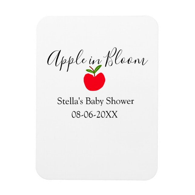 Apple in bloom baby shower red apple name date  magnet (Vertical)