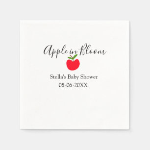 Apple in bloom baby shower red apple name date  napkin