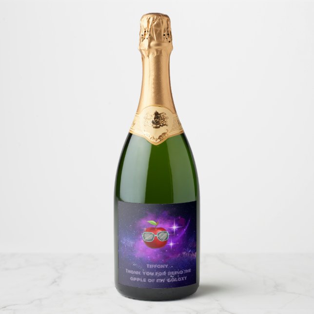 Apple in Thankful Galaxy Sparkling Wine Label (Front)