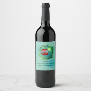 Apple in Thankful Galaxy Thank You Card Wine Label
