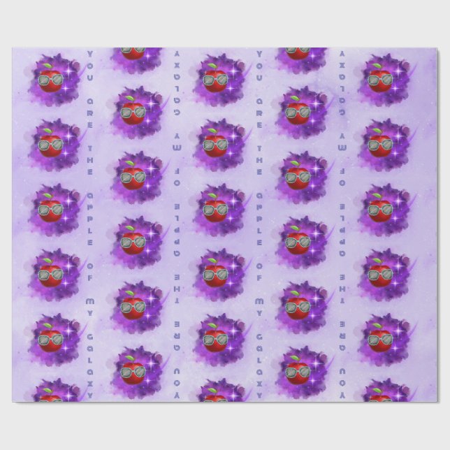 Apple in Thankful Galaxy Wrapping Paper (Flat)