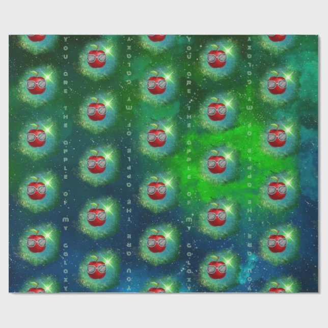 Apple in Thankful Galaxy Wrapping Paper (Flat)