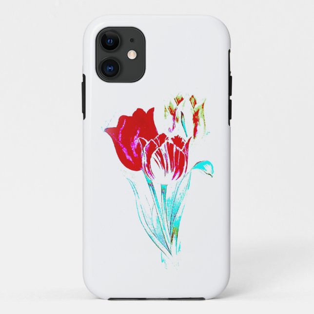 apple iphone 11 case flower design style  (Back)