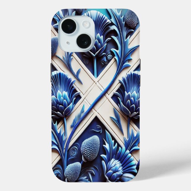 Apple iPhone 15 Case-Mate with Scottish Thistles Case-Mate iPhone Case (Back)
