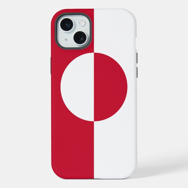 Apple iPhone 15 Plus Case, Greenland flag Case (Back)