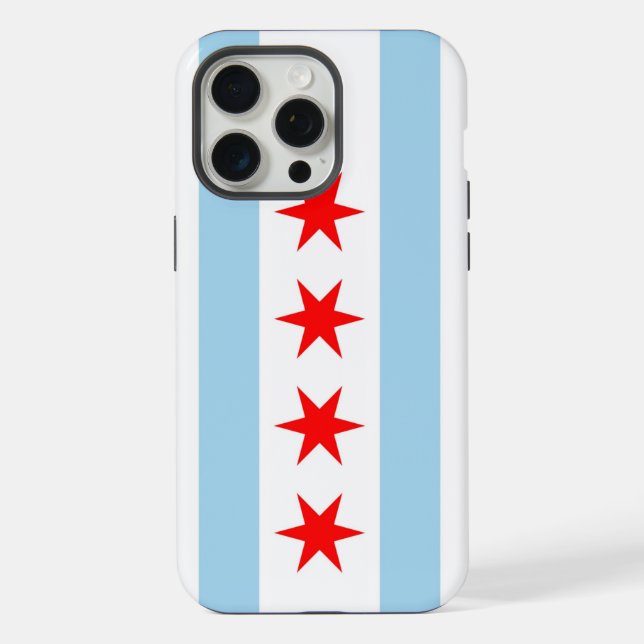 Apple iPhone 15 Pro Max Case, Chicago flag Case (Back)