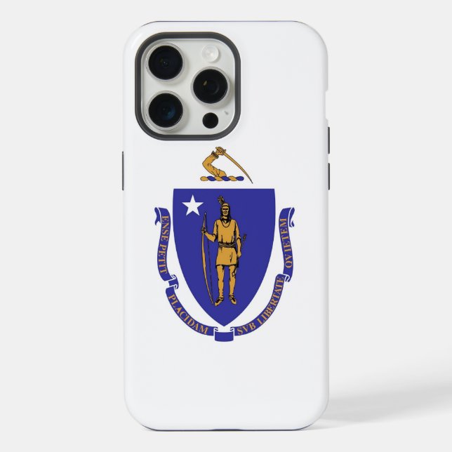 Apple iPhone 15 Pro Max Case, Massachusetts flag Case (Back)