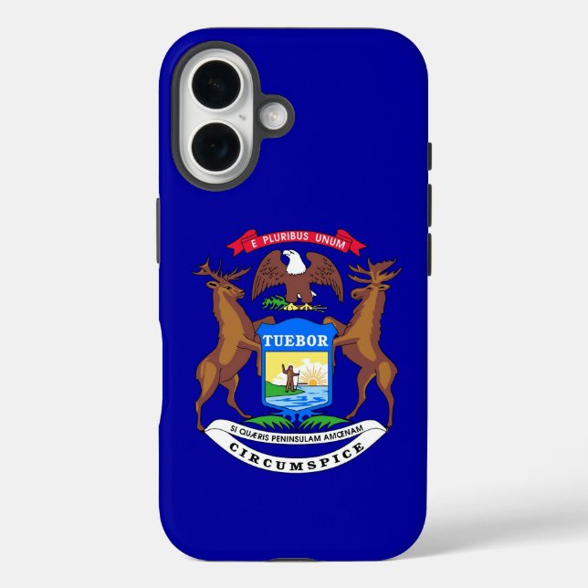 Apple iPhone 16 Case-Mate with Michigan flag Case-Mate iPhone Case (Back)