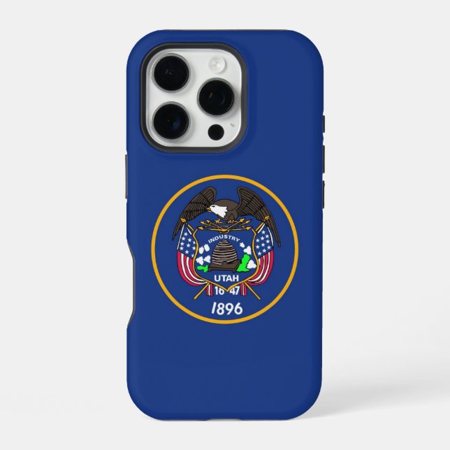 Apple iPhone 16 Pro Case, Utah State old flag Case (Back)
