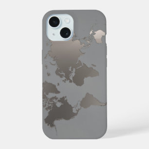 Apple iPhone Case World Map Travel Silver Grey