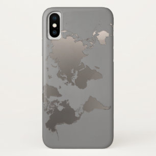 Apple iPhone X Case World Map Business Travel Grey
