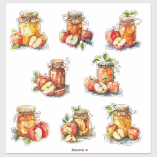 Apple Jam Jar and Apples Watercolor