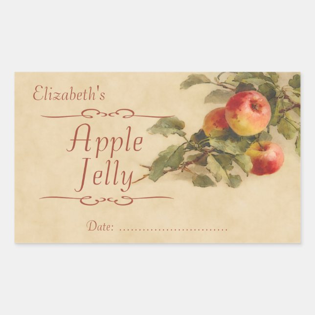 Apple jelly or canning rectangular sticker (Front)