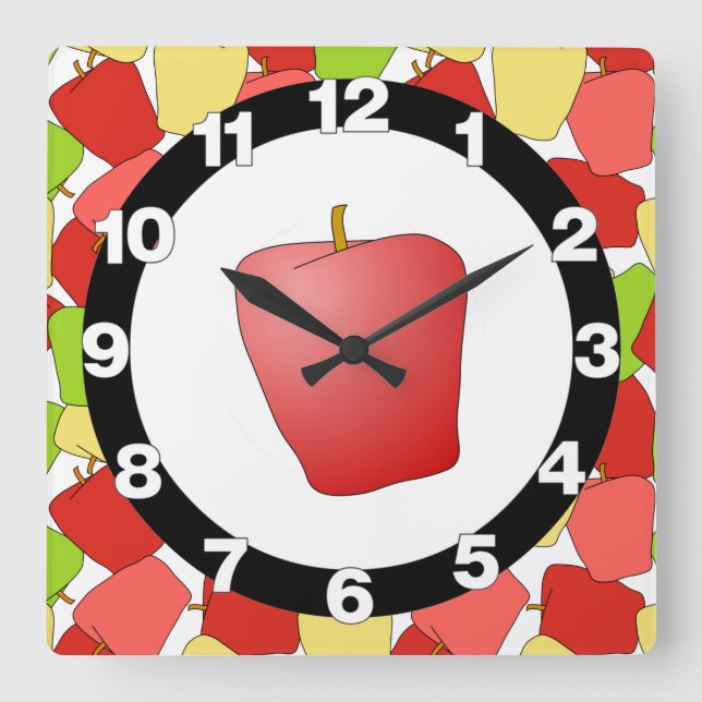 Apple Jumble Pattern  Square Wall Clock (Front)