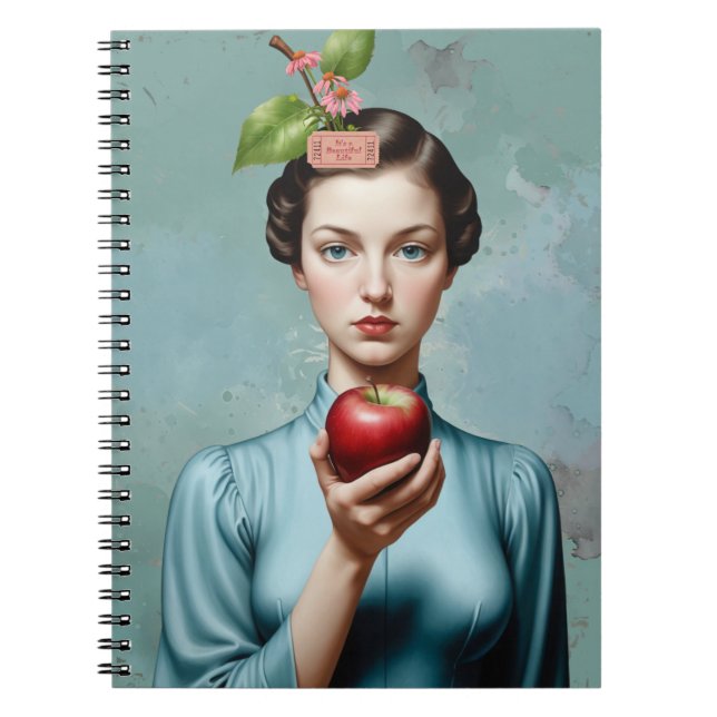 Apple Lady Portrait It's A Beautiful Life Notebook (Front)
