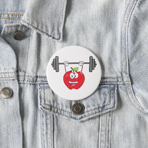 Apple Lifting Weights Fitness Fruit Character 7.5 Cm Round Badge