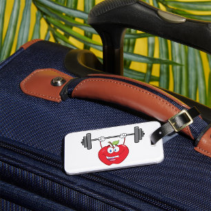 Apple Lifting Weights Fitness Fruit Character  Luggage Tag