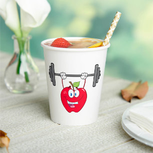 Apple Lifting Weights Fitness Fruit Character  Paper Cups