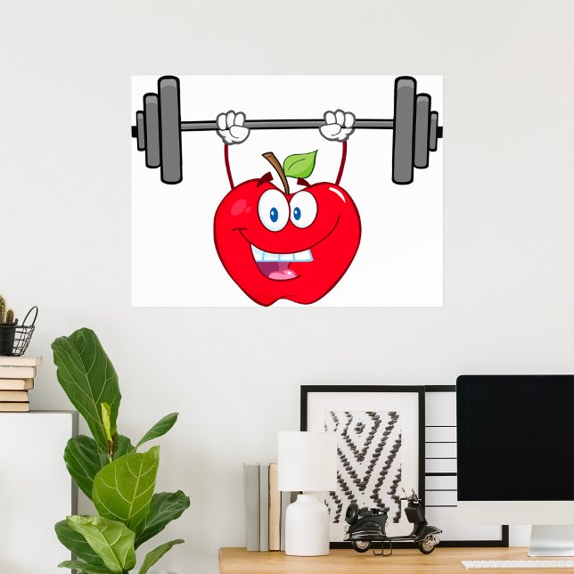 Apple Lifting Weights Fitness Fruit Character  Poster (Creator Uploaded)