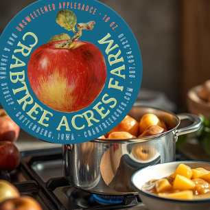 APPLE LOGO Farm Orchard Business Applesauce Classic Round Sticker