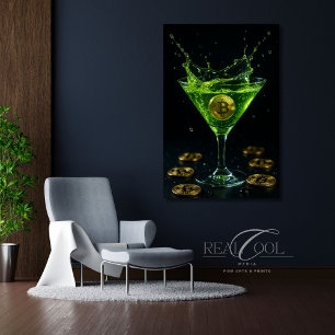 Apple Martini Glass with Floating Bitcoin Art  Canvas Print