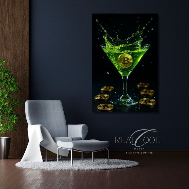 Apple Martini Glass with Floating Bitcoin Art  Canvas Print (Creator Uploaded)
