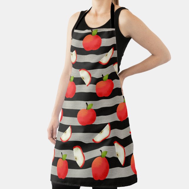 Apple Modern Black & White Stripes Apron (Insitu)