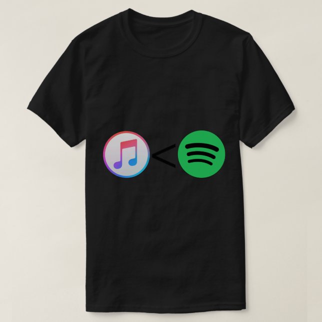 Apple Music<Spotify Sticker T-Shirt (Design Front)