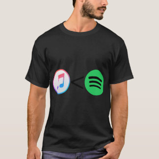 Apple Music<Spotify Sticker T-Shirt