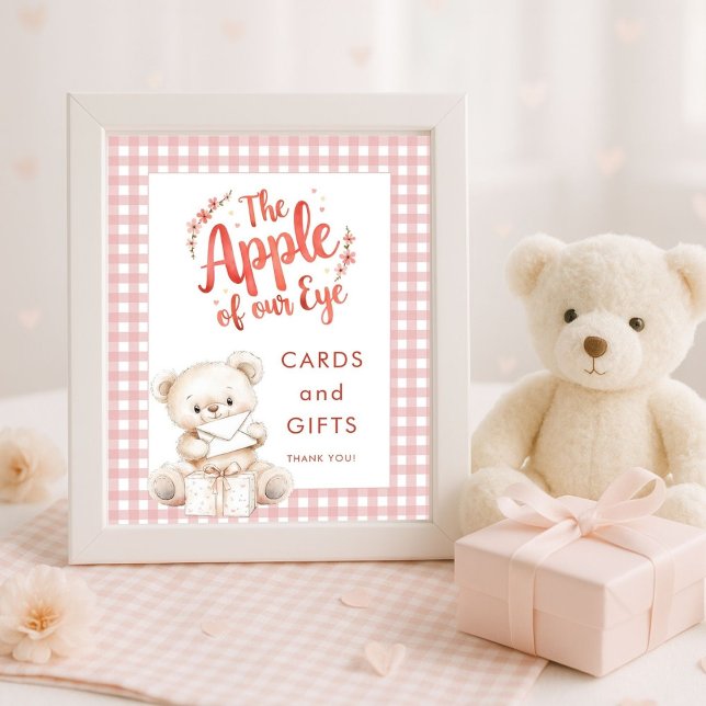 Apple of Eye Gingham Baby Shower Cards and Gifts Poster (Creator Uploaded)