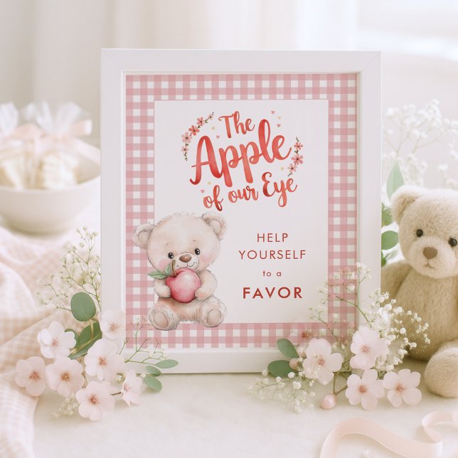 Apple of Eye Gingham Baby Shower Favour Sign (Creator Uploaded)