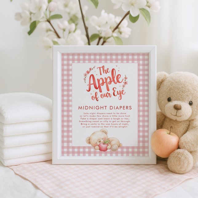 Apple of Eye Gingham Midnight Diaper Baby Shower  Poster (Creator Uploaded)