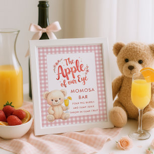 Apple of Eye Gingham Momosa Bar Sign Baby Shower