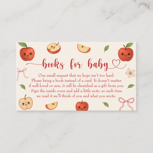 Apple of My Eye Baby Shower Book Request Enclosure Card (Front)