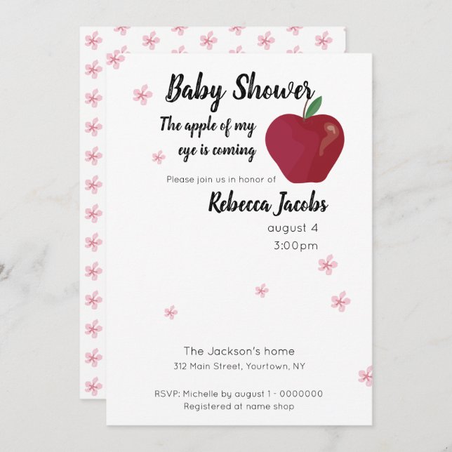Apple of my eye Baby Shower Invitation (Front/Back)