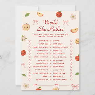 Apple of My Eye Baby Shower Would She Rather Game Invitation