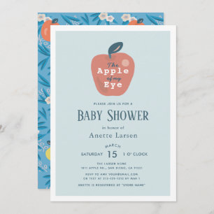 Apple of my Eye Blue Boy Baby Shower Invitation