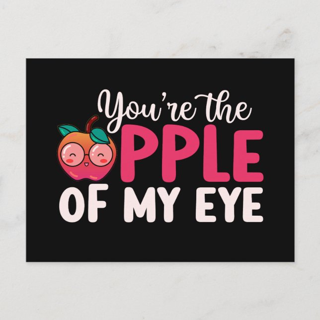 Apple Of My Eye Cute Pun Funny Valentine's Day Postcard (Front)