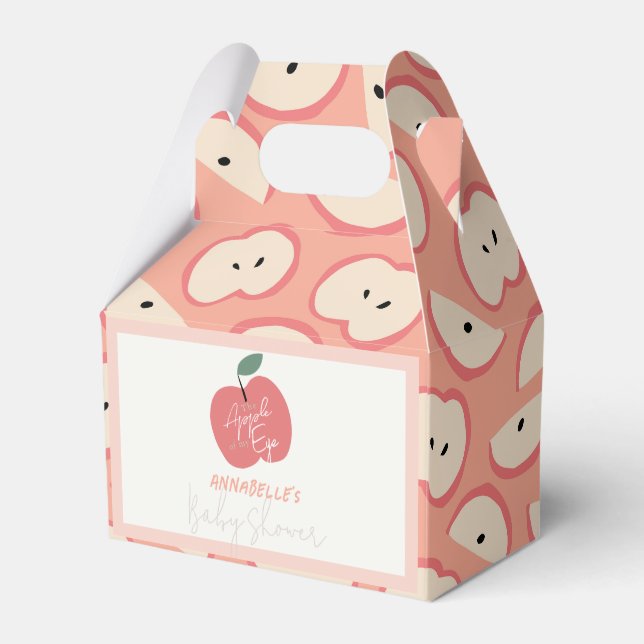 Apple of my Eye Pink Girl Baby Shower Favour Box (Front Side)