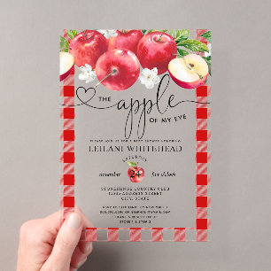 Apple of My Eye Red Gingham Watercolor Baby Shower Acrylic Invitations