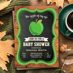 Apple of my Eye   Rustic Baby Shower Invitation