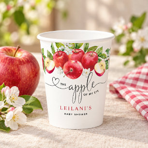 Apple of My Eye Watercolor Apple Baby Shower Paper Cups