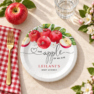 Apple of My Eye Watercolor Apple Baby Shower Paper Plate