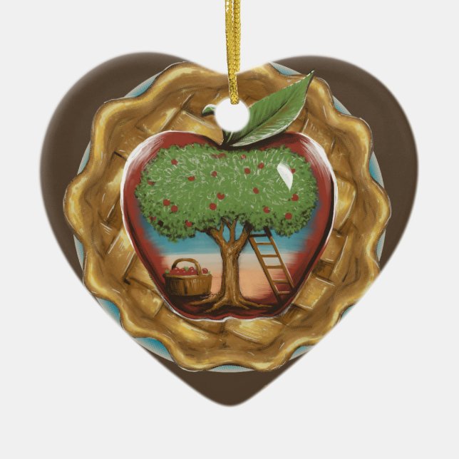 Apple of My Pie Ceramic Tree Decoration (Front)