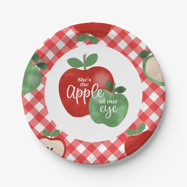 Apple of our Eye 1st Birthday Paper Plate (Front)