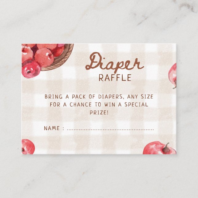 apple of our eye apple basket Diaper raffle Enclosure Card (Front)
