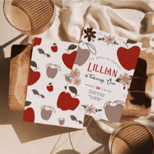 Apple of our Eye Apple Themed Birthday Invitation