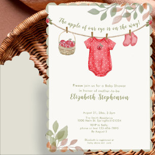 Apple Of Our Eye Autumn Clothesline Baby Shower Invitation